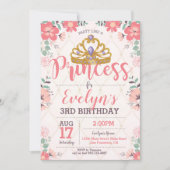 Princess Birthday Invitation - Princess Party Kaart (Voorkant)