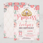 Princess Birthday Invitation - Princess Party Kaart (Voorkant / Achterkant)