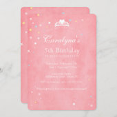 Princess Birthday Invitation roze Fairy Dust III Kaart (Voorkant / Achterkant)