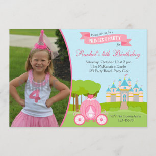 Princess Birthday Invitation with Photo (Castle) Kaart