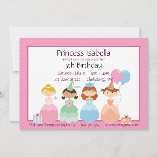 Princess Birthday Kaart (Voorkant)