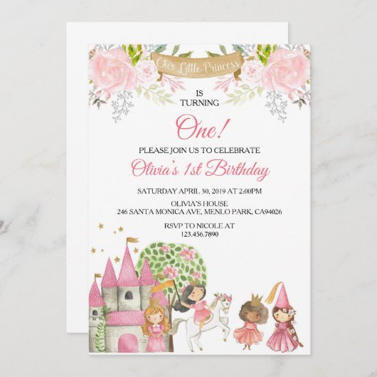 Princess Birthday Kaart (Voorkant / Achterkant)