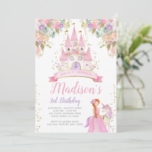 Princess Birthday Kaart (Staand voorkant)