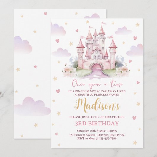 Princess Birthday Kaart (Voorkant / Achterkant)