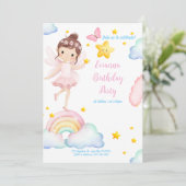 Princess Birthday Kaart – Vlindervleugels & Sterre (Staand voorkant)