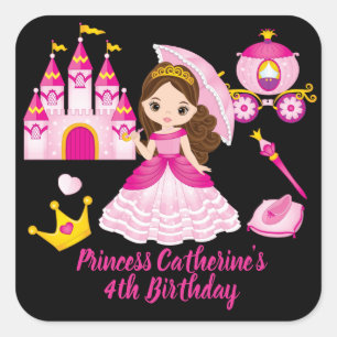 Princess Birthday Little Girls Persoonlijke naam Vierkante Sticker