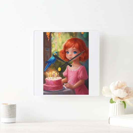 Princess Birthday Magic Vierkante Klok (Huis)