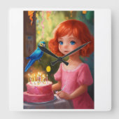 Princess Birthday Magic Vierkante Klok (Voorkant)