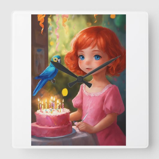 Princess Birthday Magic Vierkante Klok (Voorkant)
