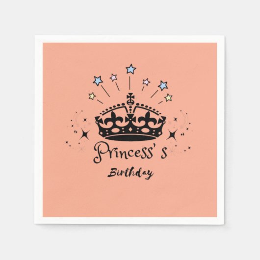 Princess Birthday - minimalistische retrokraai Servet (Voorkant)