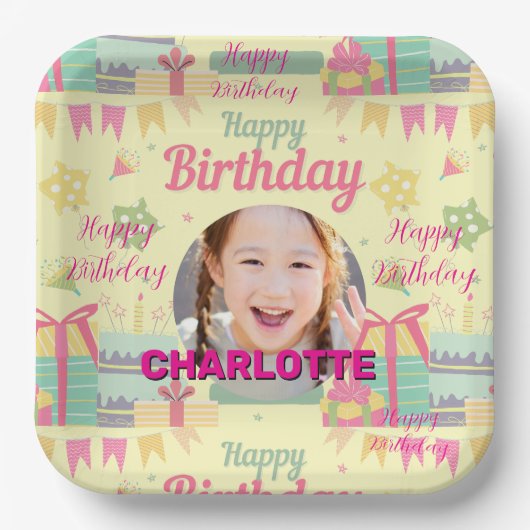 princess birthday papieren bordje (Voorkant)