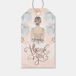 Princess Birthday Party Bedankt Beige glitter Cadeaulabel