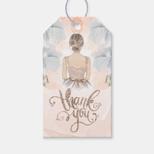 Princess Birthday Party Bedankt Beige glitter Cadeaulabel (Voorkant)