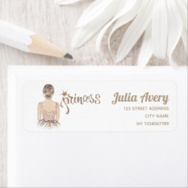 Princess Birthday Party Beige glitter Etiket
