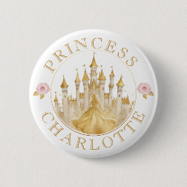 Princess Birthday Party Button - Roze en Goud