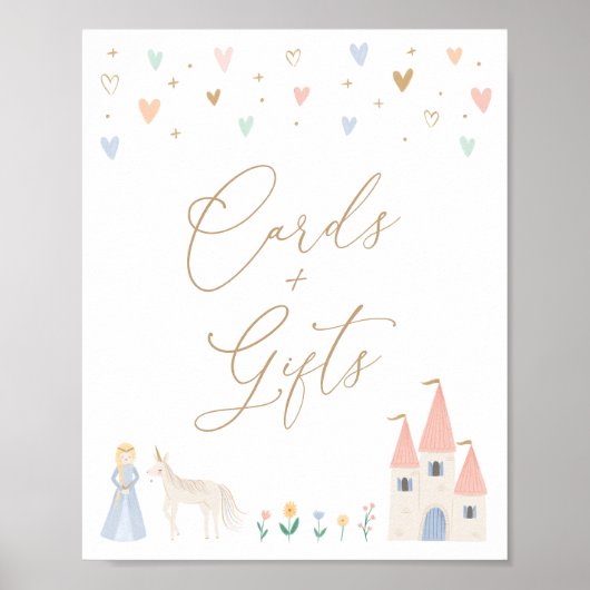 Princess Birthday Party Cards and Gifts Sign Poster (Voorkant)