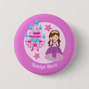 Princess Birthday Party Cute Childrens Pink Custom Ronde Button 5,7 Cm