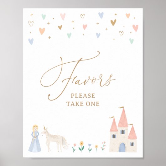 Princess Birthday Party Favors Sign Poster (Voorkant)