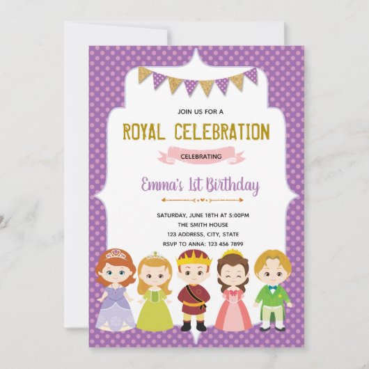 Princess Birthday Party Invitation card Kaart (Voorkant)