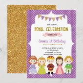 Princess Birthday Party Invitation card Kaart (Voorkant / Achterkant)