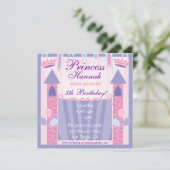 Princess Birthday Party Invitation Castle Kaart (Staand voorkant)