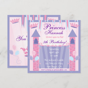 Princess Birthday Party Invitation Castle Kaart