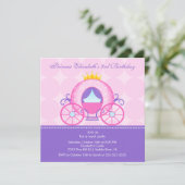 Princess Birthday Party Invitation Cute Carriage Kaart (Staand voorkant)