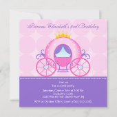 Princess Birthday Party Invitation Cute Carriage Kaart (Voorkant)