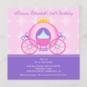 Princess Birthday Party Invitation Cute Carriage Kaart