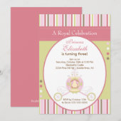 Princess Birthday Party Invitation Elegant Carriag Kaart (Voorkant / Achterkant)