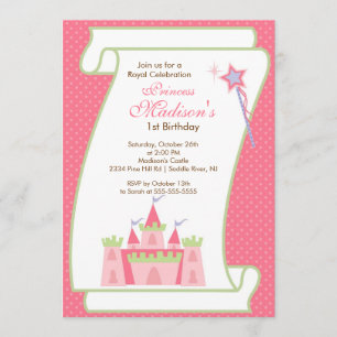 Princess Birthday Party Invitation Elegant Pink Kaart