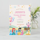 Princess Birthday Party Invitation Feestdagenkaart (Staand voorkant)