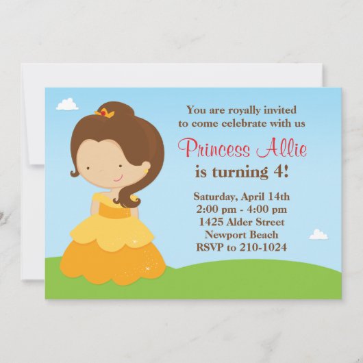 Princess Birthday Party Invitation Kaart (Voorkant)