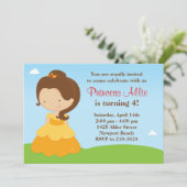 Princess Birthday Party Invitation Kaart (Staand voorkant)