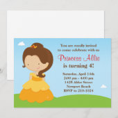 Princess Birthday Party Invitation Kaart (Voorkant / Achterkant)