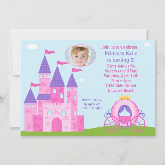 Princess Birthday Party Invitation Kaart (Voorkant)