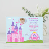 Princess Birthday Party Invitation Kaart (Staand voorkant)