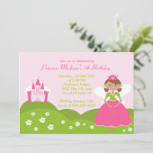 Princess Birthday Party Invitation Kaart (Staand voorkant)