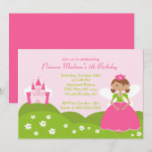 Princess Birthday Party Invitation Kaart (Voorkant / Achterkant)