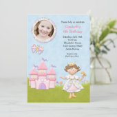 Princess Birthday Party Invitation Kaart (Staand voorkant)