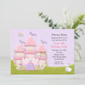 Princess Birthday Party Invitation Kaart (Staand voorkant)