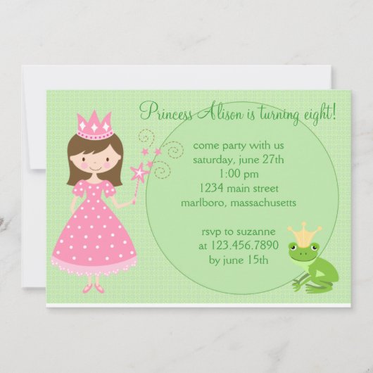 Princess Birthday Party Invitation Kaart (Voorkant)