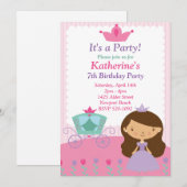 Princess Birthday Party Invitation Kaart (Voorkant / Achterkant)