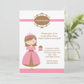 Princess Birthday Party Invitation Kaart (Staand voorkant)