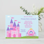 Princess Birthday Party Invitation Kaart (Staand voorkant)