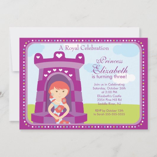 Princess Birthday Party Invitation Kaart (Voorkant)