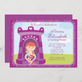 Princess Birthday Party Invitation Kaart (Voorkant / Achterkant)