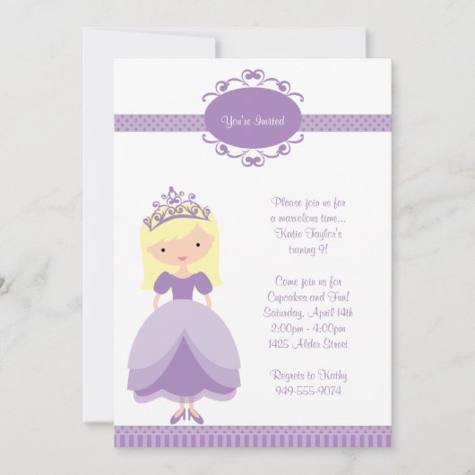 Princess Birthday Party Invitation Kaart (Voorkant)