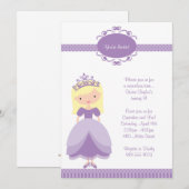 Princess Birthday Party Invitation Kaart (Voorkant / Achterkant)