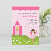Princess Birthday Party Invitation Kaart (Staand voorkant)